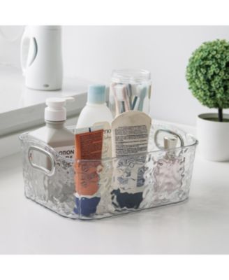 Home 4 Pack Clear Storage Bins with Silver Handles, Container Bins for Organizing - Bathroom, Kitchen, Pantry, Closet, Vanity - 2 Sizes