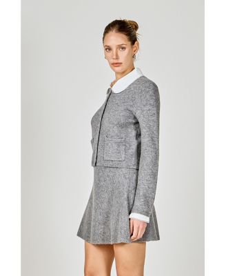 Women's Knit Cardigan with Peter Pan Collar Sweaters