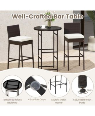 Patio Metal Bar Table Set with 2 Barstools, 3 Pieces