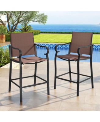 Patio Bar Stools with Mesh Fabric, Counter Height, 2-Piece