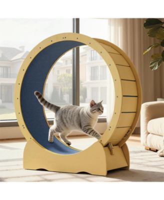 42" Cat Treadmill Wheel with Detachable Carpeted Runway in Yellow