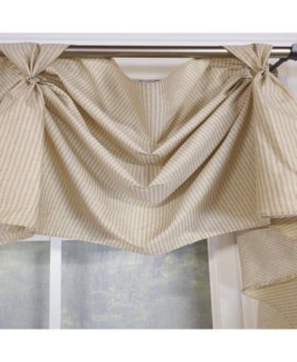 Pin Stripe 3-S Victory 100% Cotton Tab Top Swag Window Curtain 54" x 25" Natural
