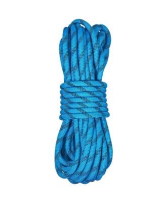 10.5 mm Static Climbing Rope, 9.7M (32ft), 25KN Breaking Tension, Fiber Rope with Steel Snap Hooks, Blue