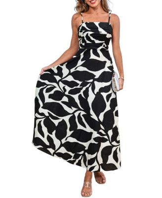 Women's Abstract Print Ruched Bust Midi Beach Dress