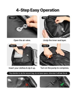80L Vacuum Seal Compression Travel Backpack with Pump, Expandable, TSA-Approved Lock, Water-Resistant Carry-On Luggage, Black
