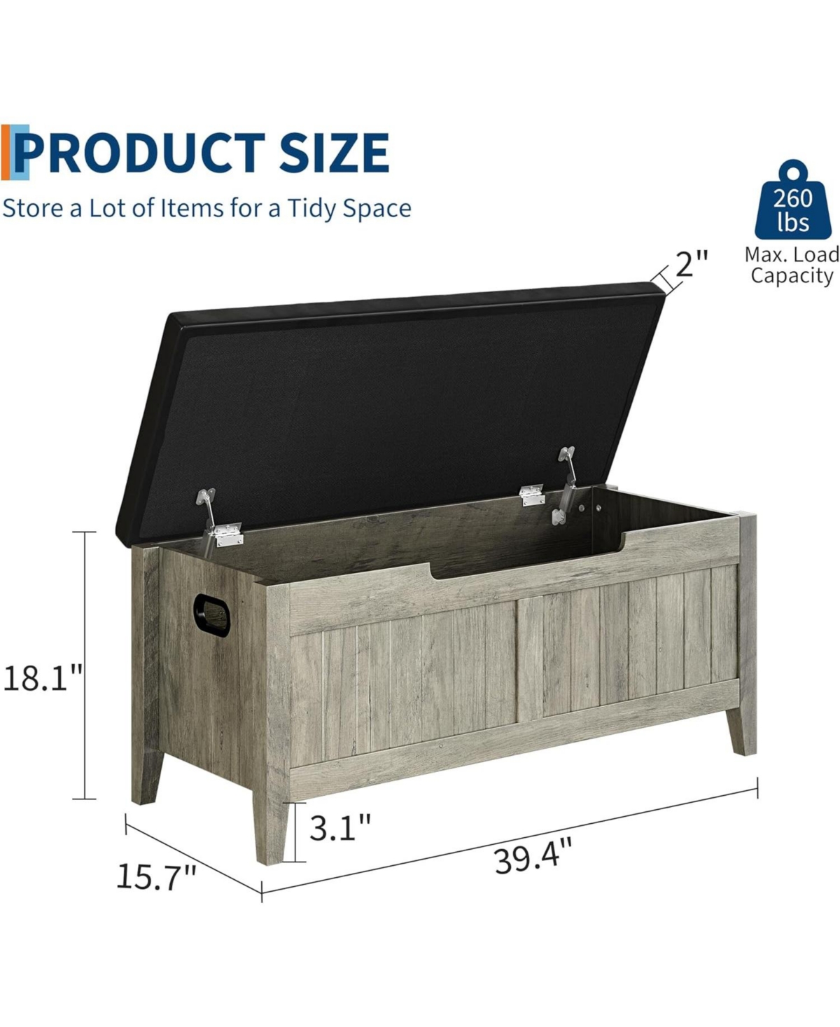 Gaomon Storage Bench, 39.4" Wooden with