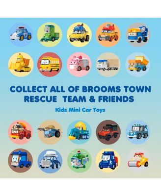 6-Pack Die-Cast Metal Toy Cars with Brooms Town Friends (Cap, Mini, Rody, Trino, Camp, Lifty) – Fun Role-Play for Kids