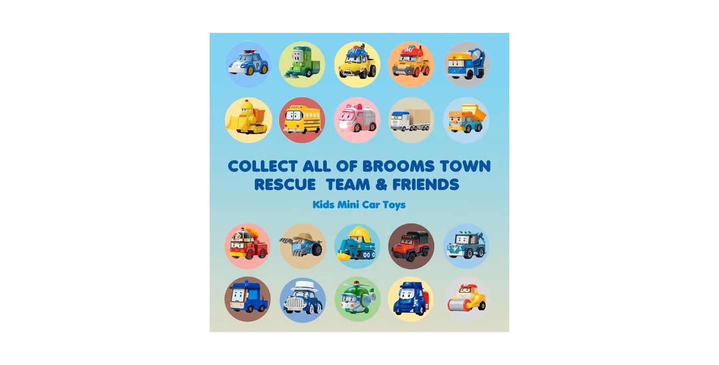 Детские игрушки Robocar Poli 6-Pack Die-Cast Metal Toy Cars with Brooms Town Friends (Cap, Mini, Rody, Trino, Camp, Lifty) – Fun Role-Play for Kids — фото 6