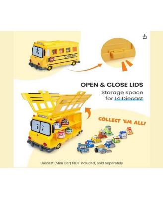 School B Carrying Case – 2-in-1 School Bus & Die-Cast Vehicle Storage for Kids (Die-cast Cars Not Included)