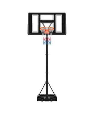Portable Basketball Hoop, 4.4–10 ft Height Adjustable Stand, Built-In Rolling Wheels, Adjustable Goal System