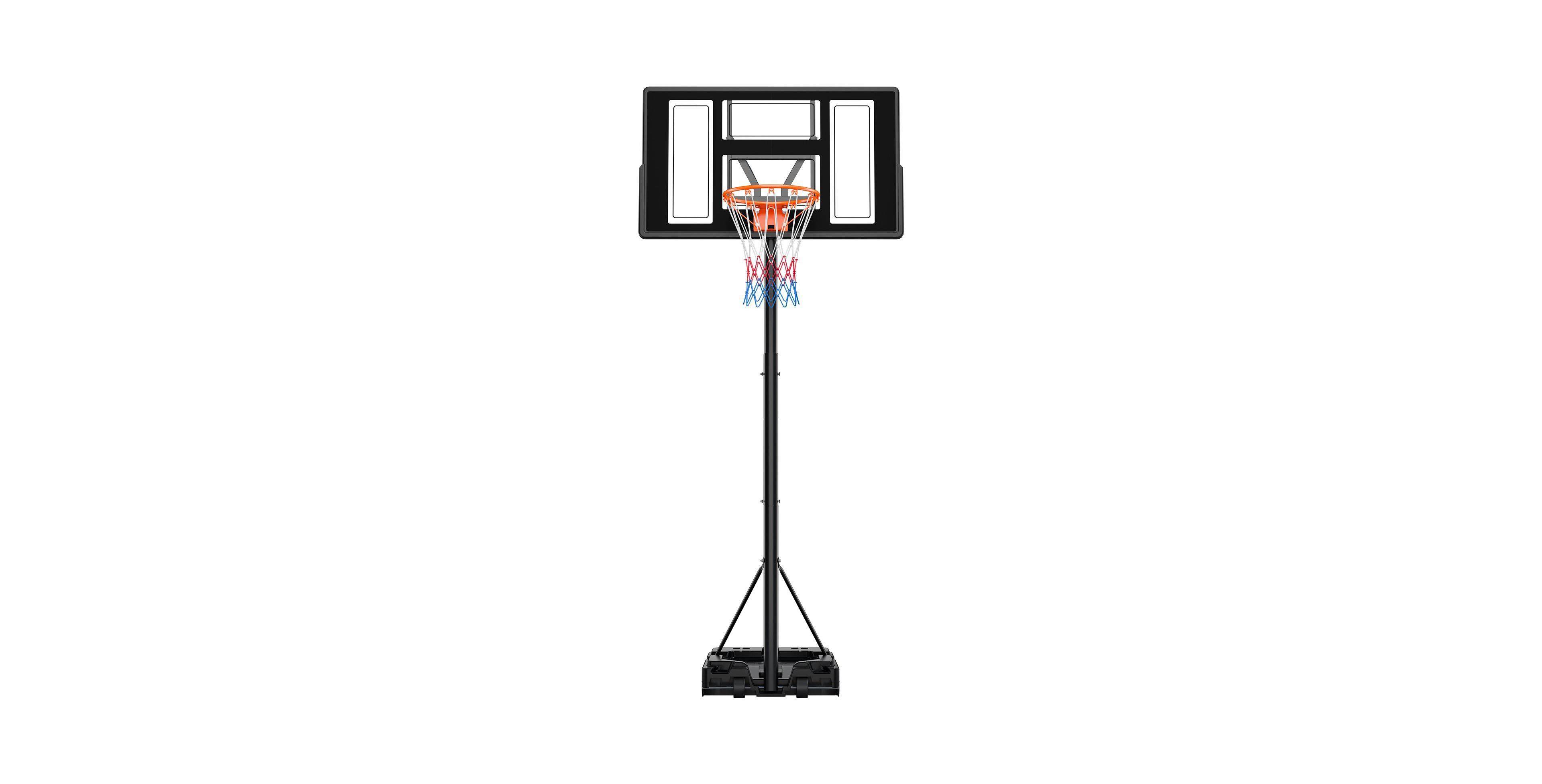 Mecale Portable Basketball Hoop, 4.4–10 ft Height Adjustable Stand, Built-In Rolling Wheels, Adjustable Goal System