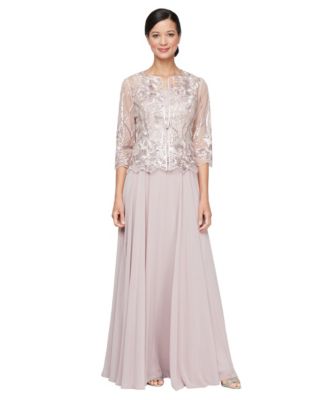 Petite Sequin Embroidered Long Jacket & Ball Gown, 2-Piece Set