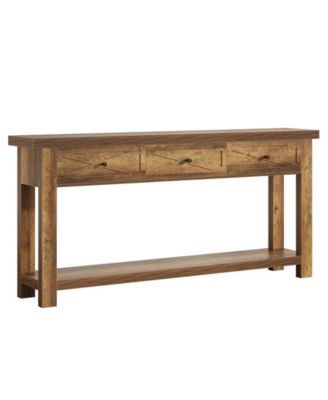 Console Table with 3 Drawers, Extra Long Farmhouse Entryway Table with Storage Shelf