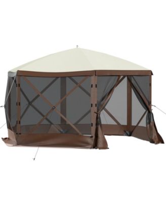 10 x 10 ft 6-Sided Pop-Up Gazebo Screen Tent, Mesh Windows, Carry Bag, Ground Stakes, Outdoor Canopy Shelter