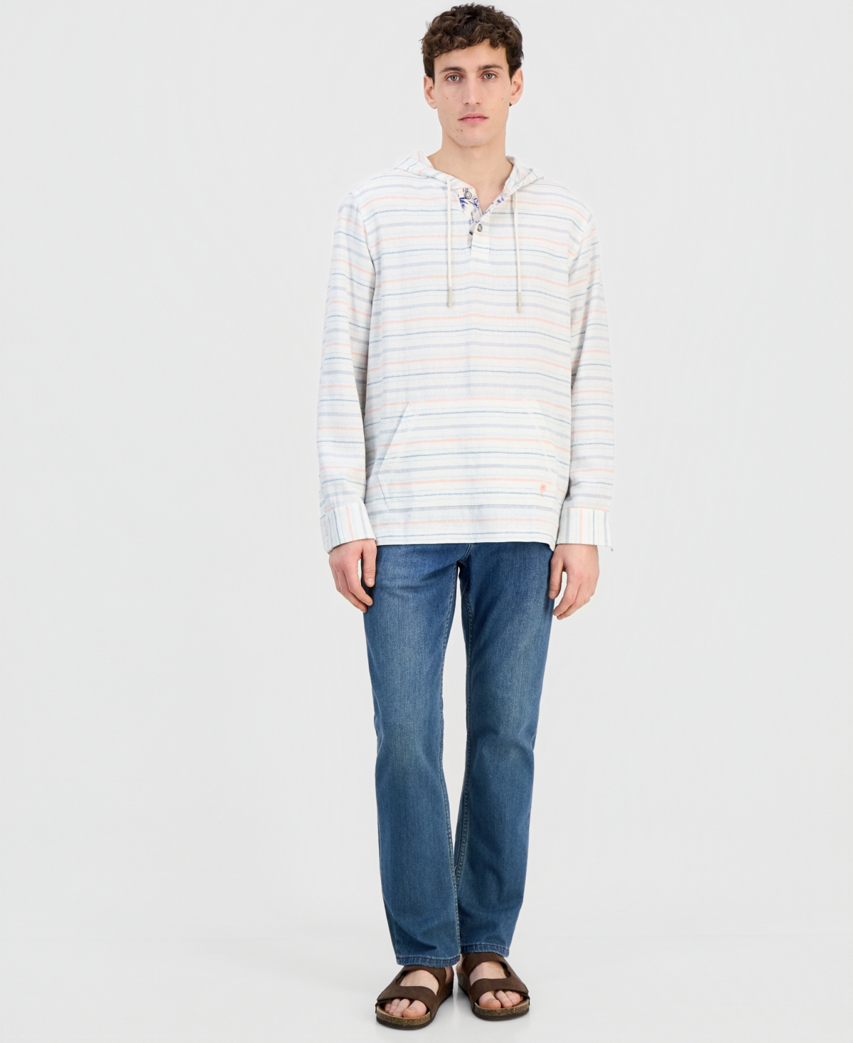Tommy Bahama Men's Castelo Baja Striped Hooded Shirt