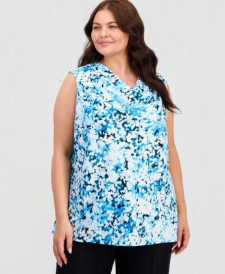 Plus Size Sleeveless Cowlneck Top