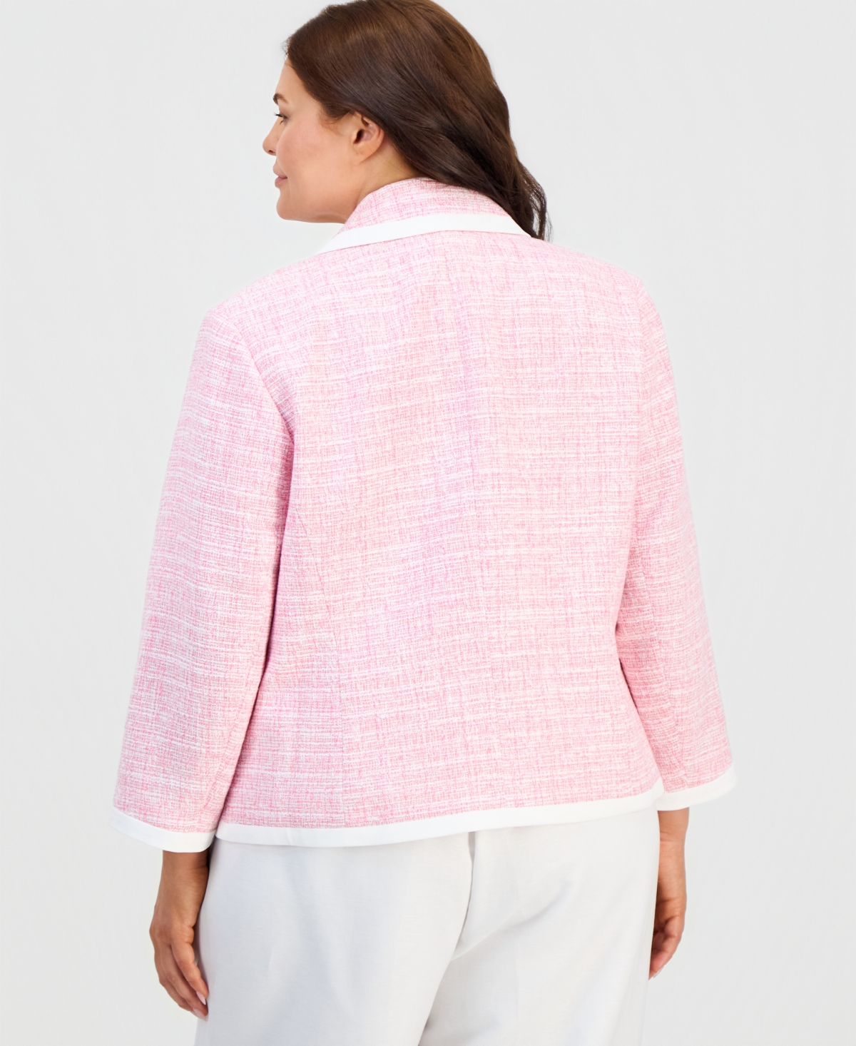 Kasper Plus Notched-Collar Open-Front Jacket