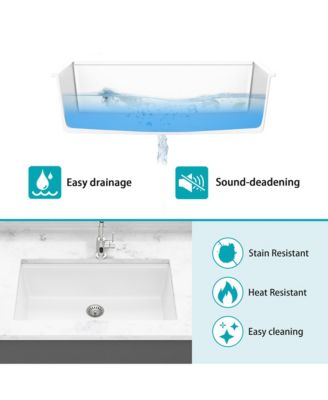 33x19x9.65inch White Quartz Composite Kitchen Sink Workstation Undermount Granite