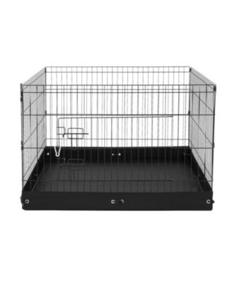 Dog Playpen, 4-Panel 24 x 36 in Foldable Metal Exercise Pen w/ Door & 600D Oxford Bottom Pad, Indoor/Outdoor Pet Fence
