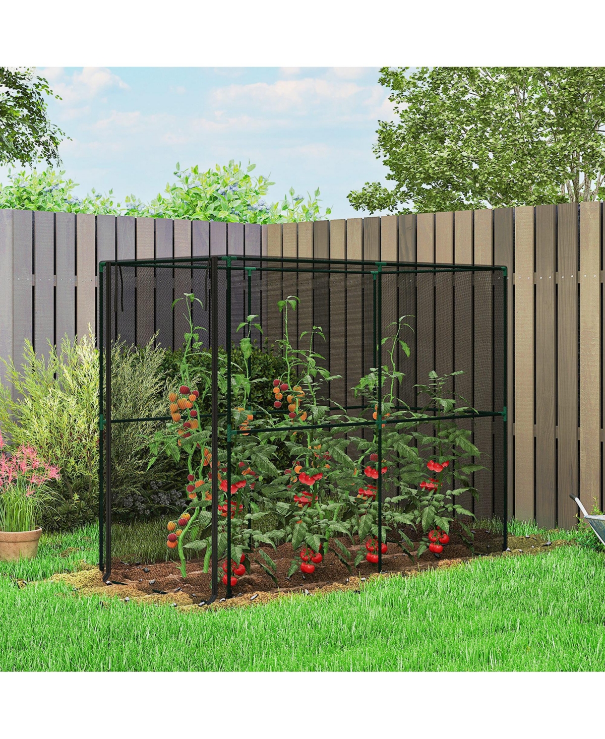 Outsunny Crop Cage, Large Plant Protection Tent with Zippe Door,