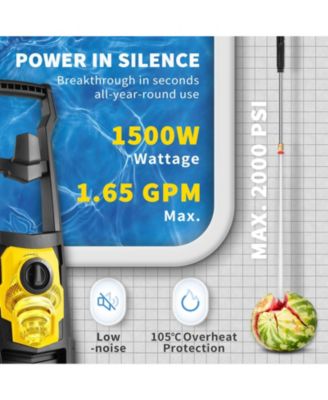 Electric Power Washer, 2000 PSI, 1.65 GPM Max, 30 ft Hose Reel, 5 Quick-Connect Nozzles, Foam Cannon, ETL Listed