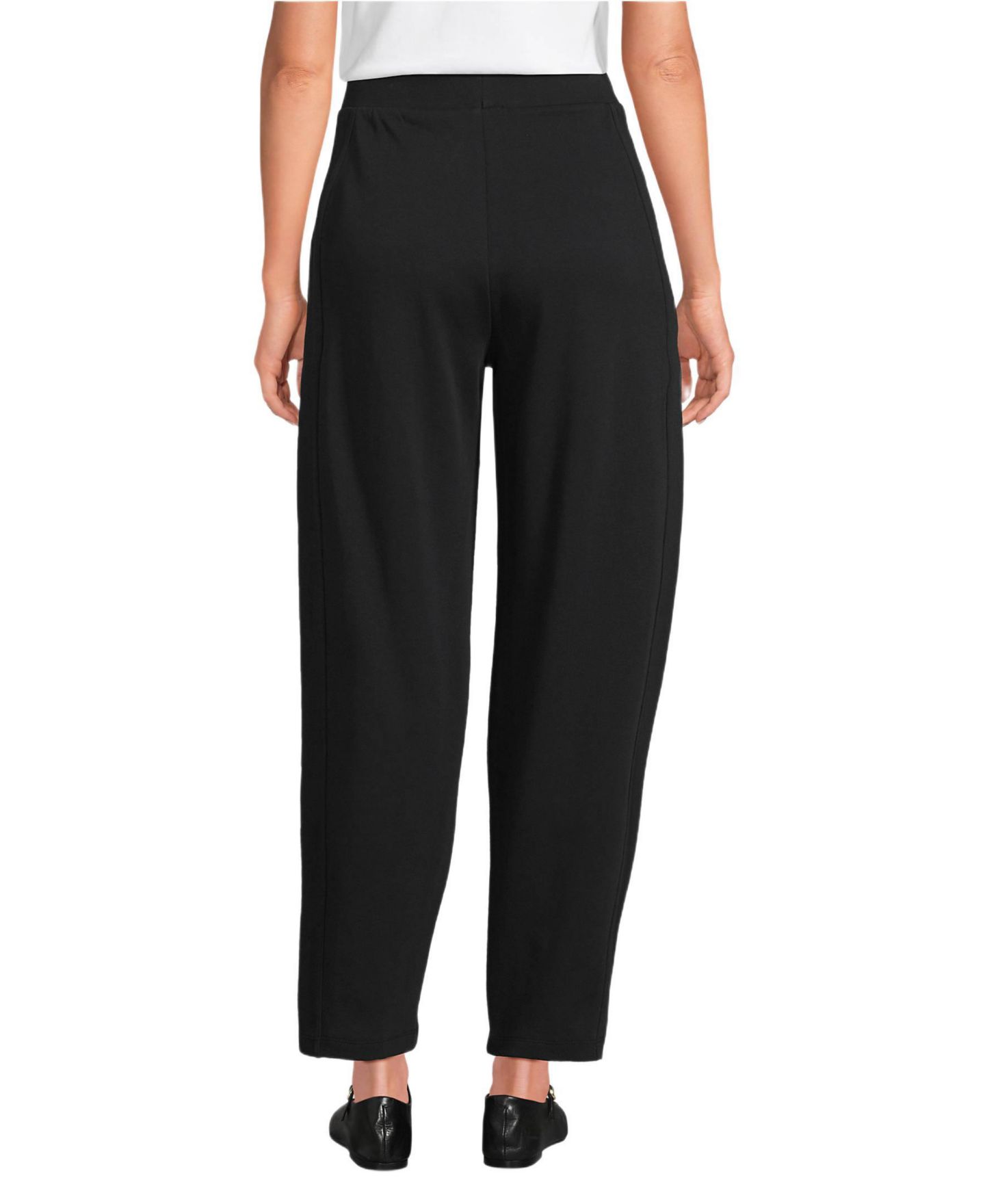 Женские брюки Lands' End Tall Sport Knit High Rise Barrel Ankle, цвет: Чёрный — фото 2