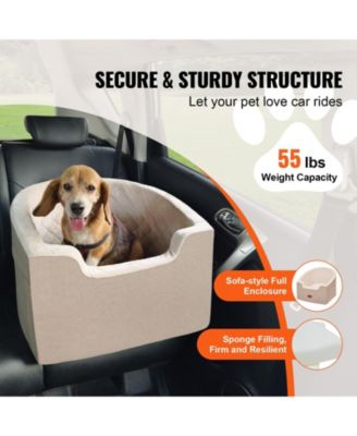 Waterproof Dog Car Booster Seat with Storage Pocket and Safety Leash