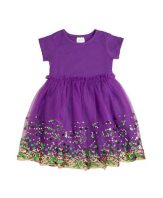Little Girls Mardi Gras Confetti Short Sleeve Tutu Dress