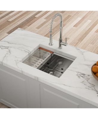 23x19x10 Inch Single Bowl Undermount Workstation Kitchen Sink 16 Gauge 304 Stainless Steel Deep Sink