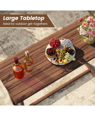 59 Inch Outdoor Bar Table with Slatted Top