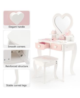 Princess Vanity Set for Girls | Kids Makeup Table with Mirror, Stool, Drawers & Pretend Cosmetics