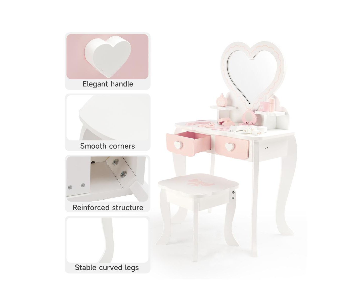 Детские игрушки Bruce & Shark Princess 2-in-1 5-Piece Vanity Set, Ages 3+, цвет: Белый — фото 4