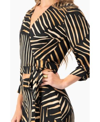 Women's Printed Deep V-Neck Blouse