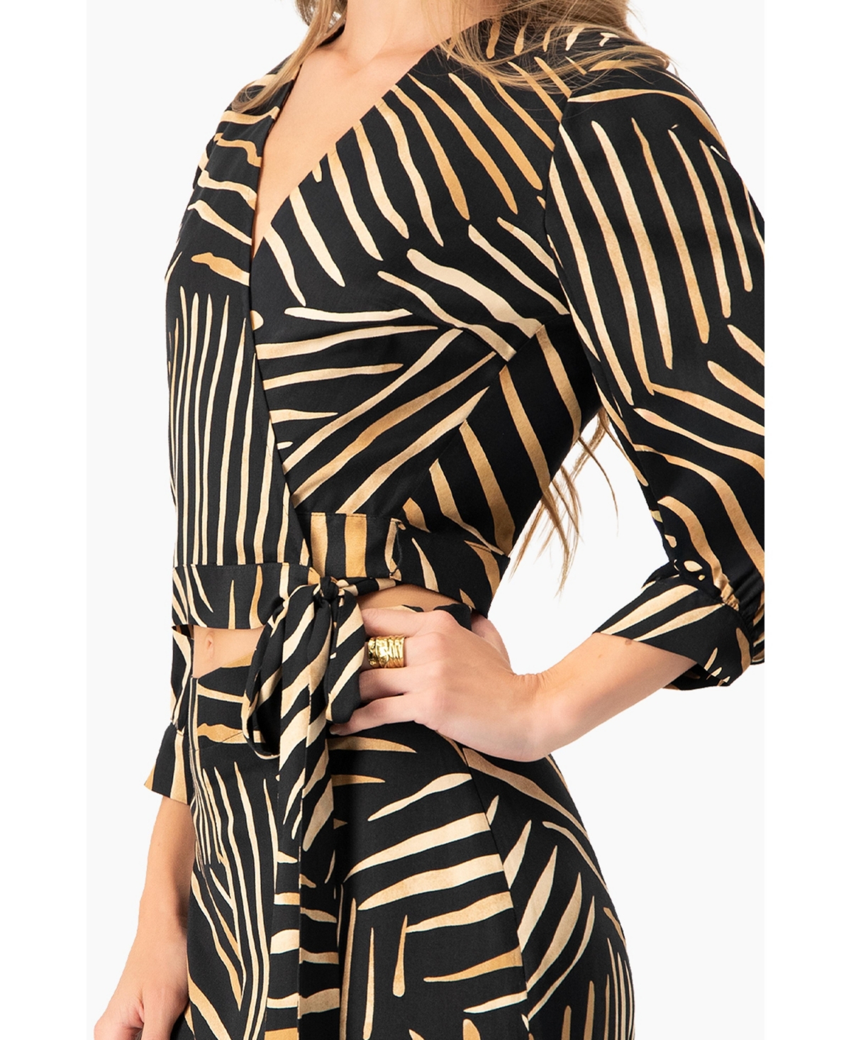 Ivonne Women's Printed Deep V-Neck Blouse