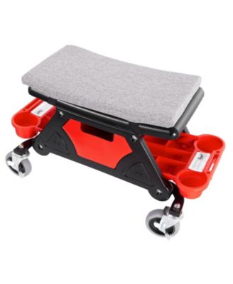Rolling Mechanics Stool, 300-Lb Capacity, 4" Wheels, 3 Slide-Out Tool Trays & Drawer, Garage Seat