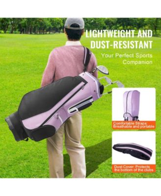 Golf Cart Bag, 14-Way Divider Top, 36", Multiple Pockets, Handles, Dust Cover & Detachable Strap