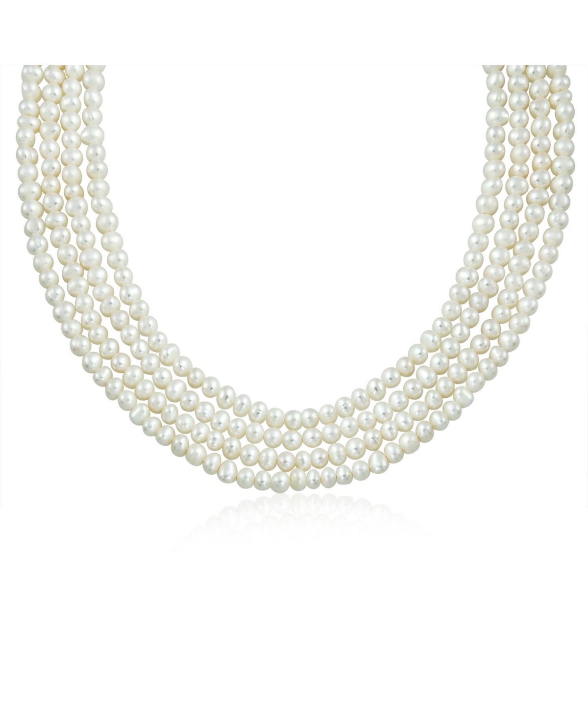 Bling Jewelry Art Deco Style White Freshwater Cultured Pearl Statement Multi Strand Necklace Floral Clasp
