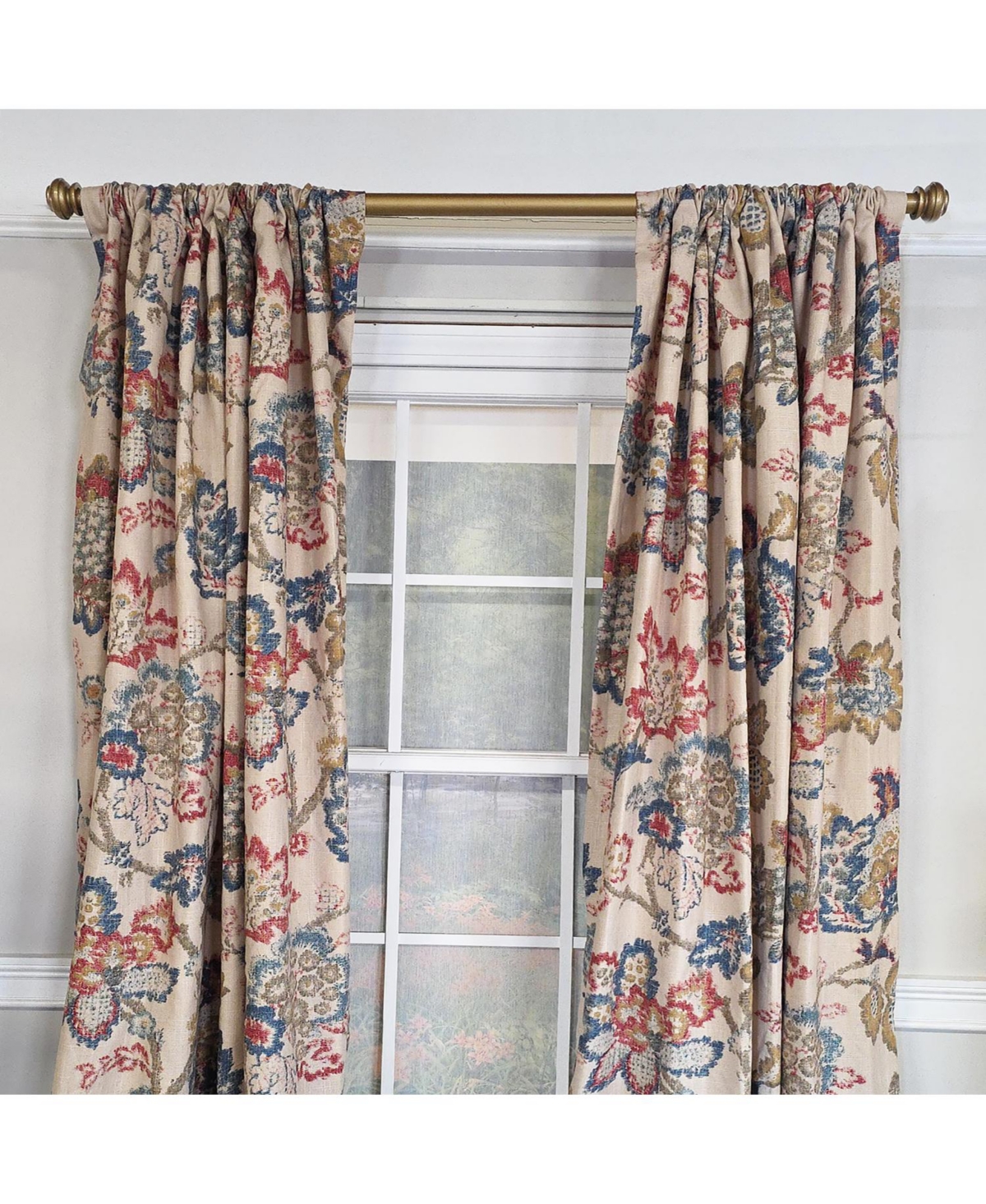 Rlf Home Silvia 100% Cotton Rod Pocket Window Curtain set of 2 Panels