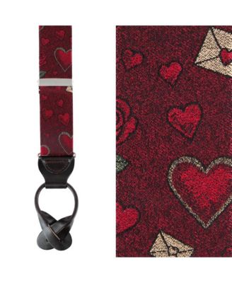 Amor Valentine's Note Silk Button End Suspenders