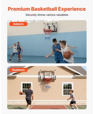 Wall-Mount Basketball Hoop, 44" PC Backboard with Solid Steel Frame, 0.08" Thick Backboard, Woven Nylon Net