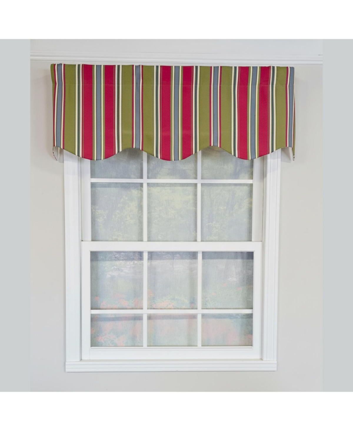 Rlf Home Nigel Stripe Regal 100% Cotton Rod Pocket Lined Window Valance 50" x 17" Multi