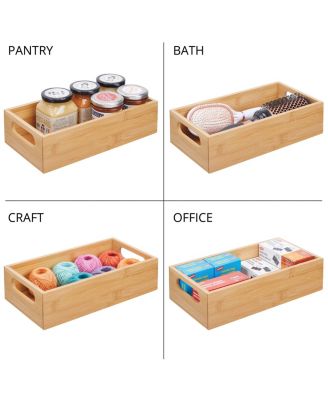 Bamboo Pantry Organizer Container Bin with Handles, 2 Pack, Natural/Tan