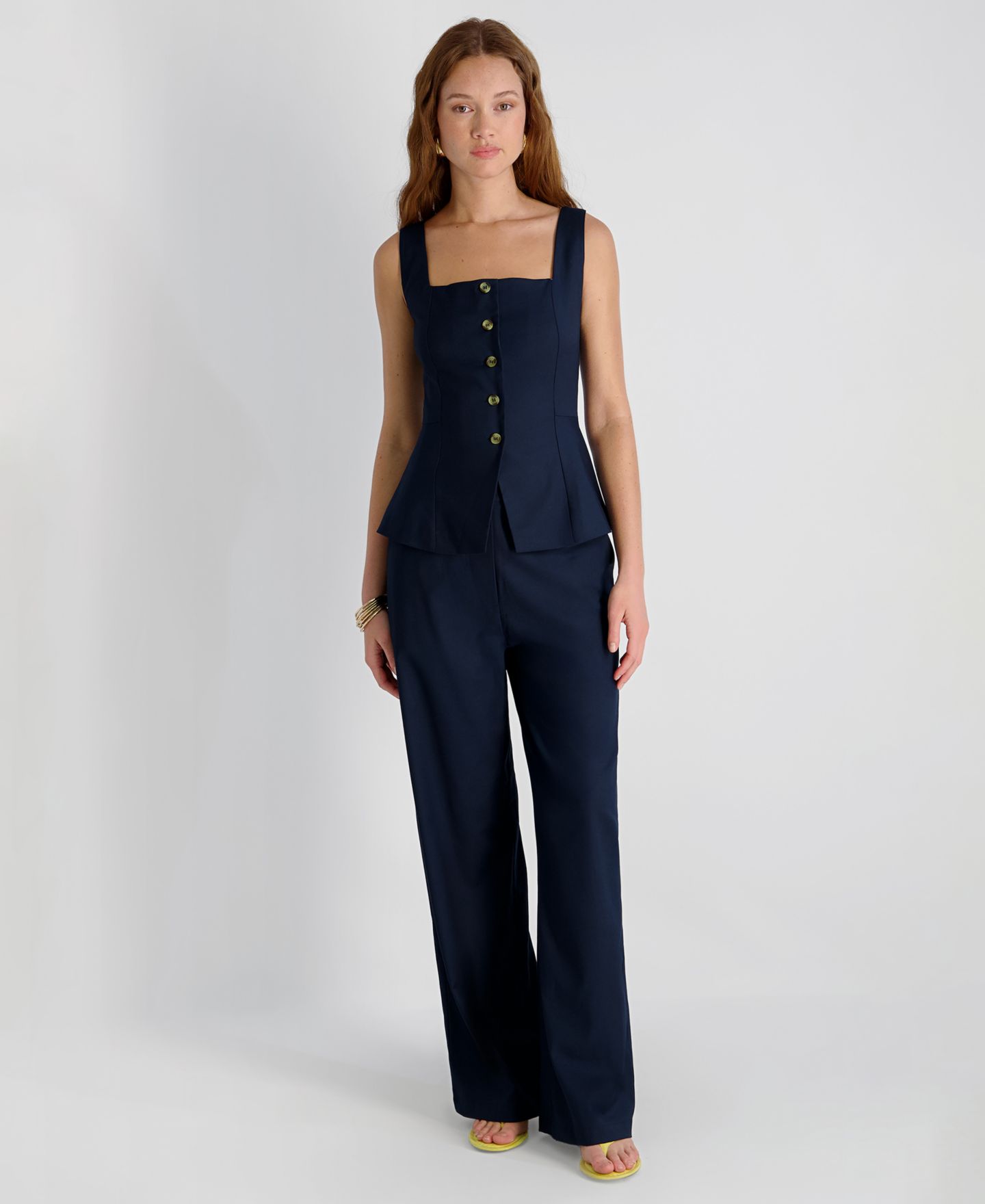 Женские брюки French Connection Twill High-Rise Relaxed Ankle Trousers, цвет: Морской — фото 3