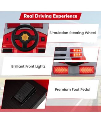 Kids Electric Fire Truck Ride On Car With Siren Lights And Safety Helmet