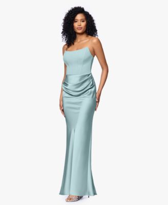 Women's Mixed-Media Strapless Corset Gown