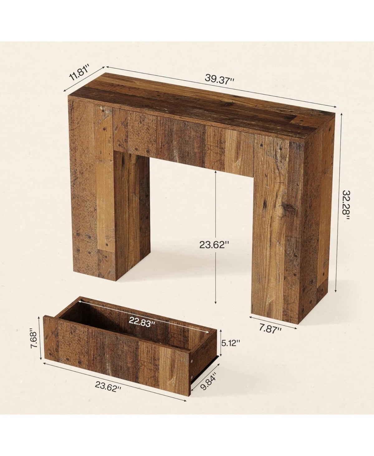 Tribesigns 39" Wooden Farmhouse Console Table with Drawer for Entryway, Living Room, or Hallway