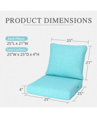 Outdoor Deep Seat Cushion Set, Waterproof Patio Furniture Cushions with Adjustable Straps & Removable Cover, Set of 2