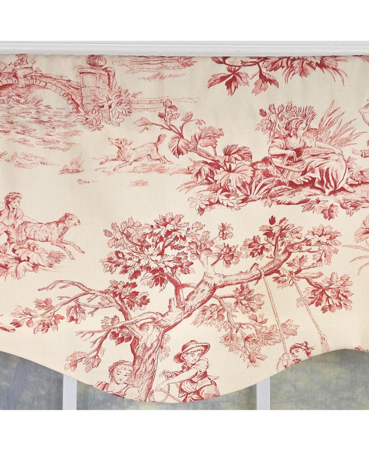 Rlf Home Victorian Provance 100% Cotton Rod Pocket Lined Window Valance 50" x 15" Red