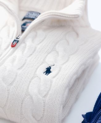 Women's Team USA Cable Wool-Cashmere Half-Zip Sweater