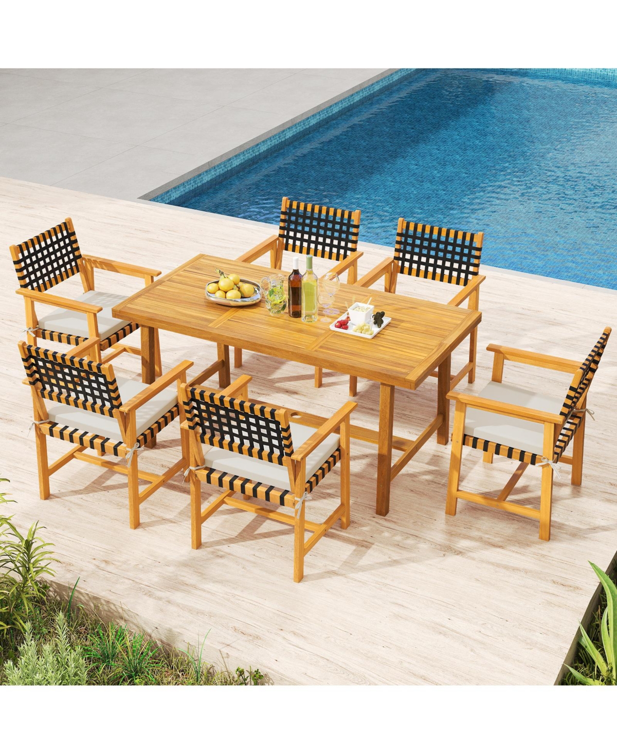Slickblue 2-Piece Wooden Dining Chairs for Patio with Armrests